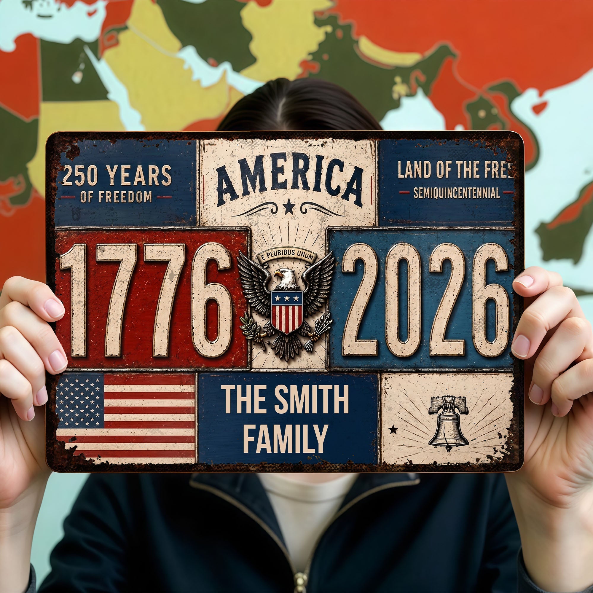 Personalized Metal Sign American Flag Custom Family Name Gift Metal Sign GradoCreations