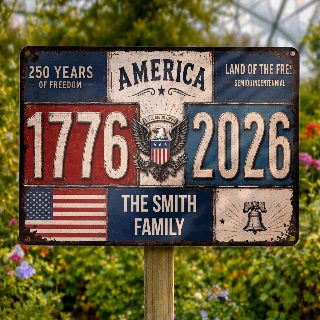 Personalized Metal Sign American Flag Custom Family Name Gift Metal Sign GradoCreations