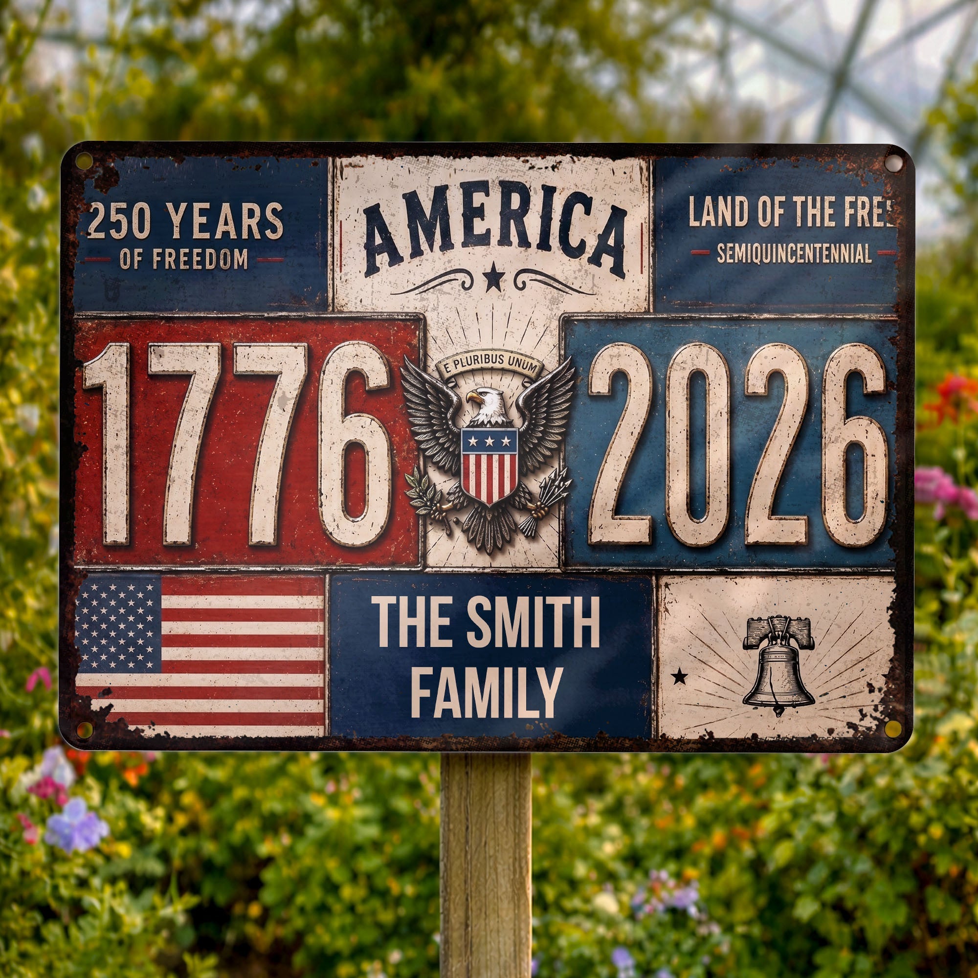 Personalized Metal Sign American Flag Custom Family Name Gift Metal Sign GradoCreations