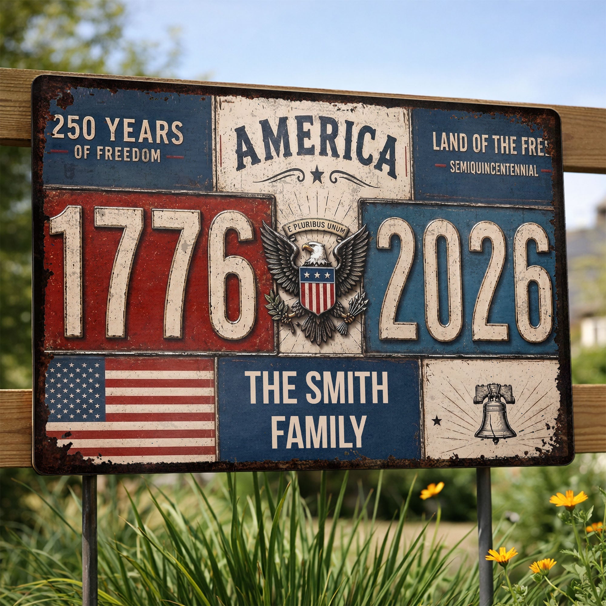 Personalized Metal Sign American Flag Custom Family Name Gift Metal Sign GradoCreations