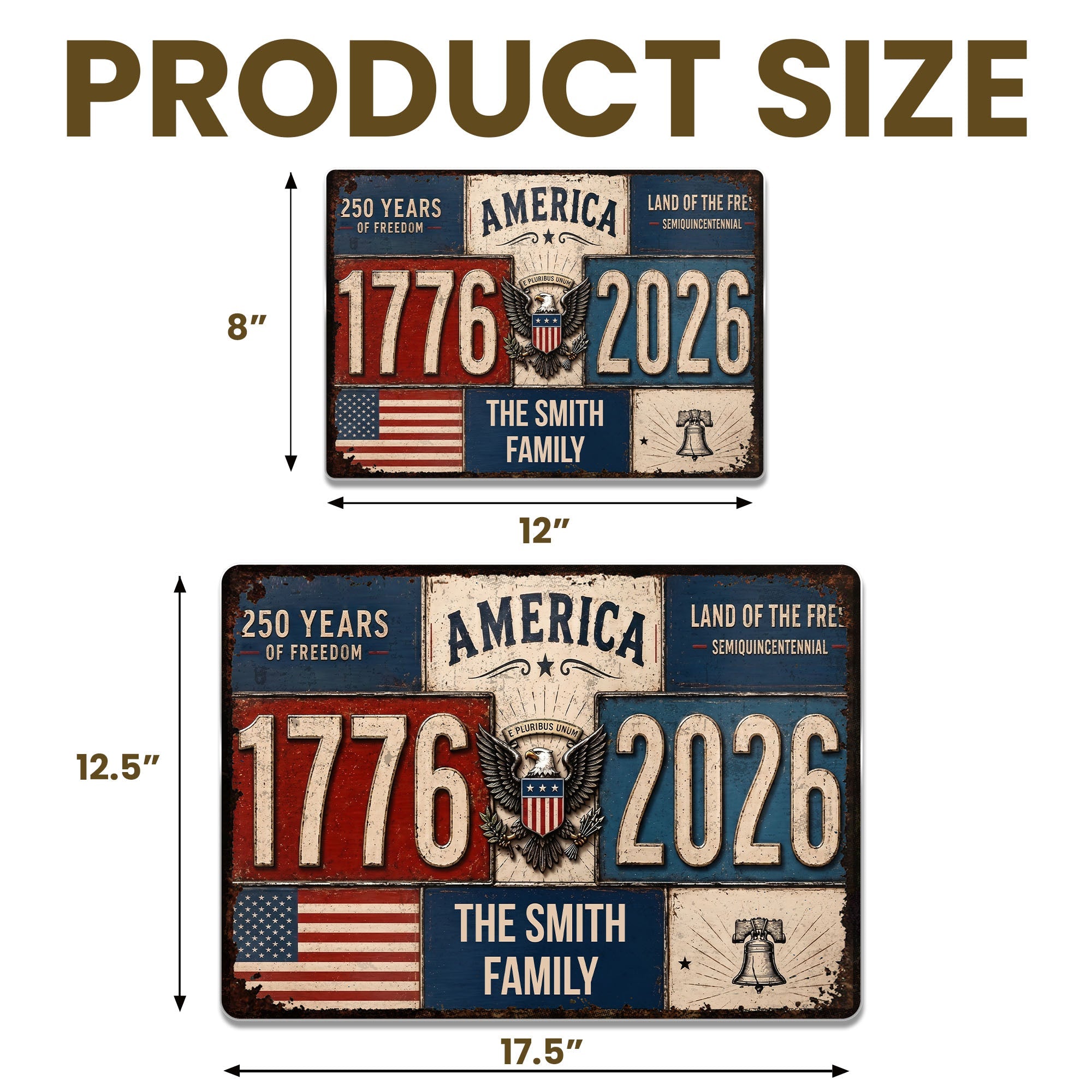 Personalized Metal Sign American Flag Custom Family Name Gift Metal Sign GradoCreations