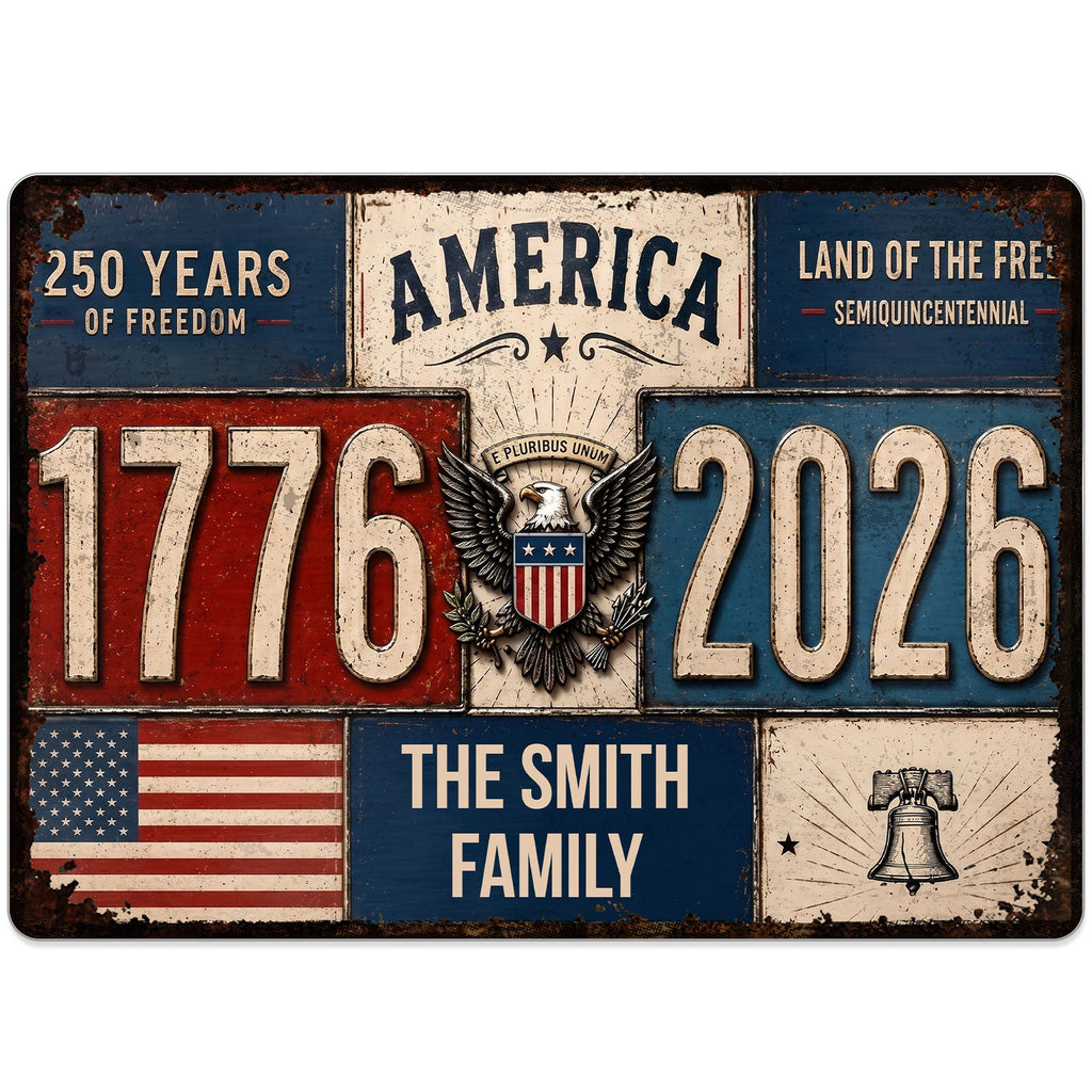 Personalized Metal Sign American Flag Custom Family Name Gift Metal Sign GradoCreations