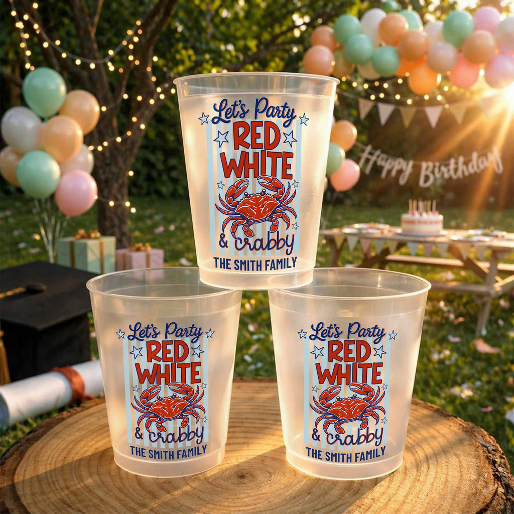 Personalized Frosted Cups Custom Family Name 4th of July Party Frosted Cups GradoCreations