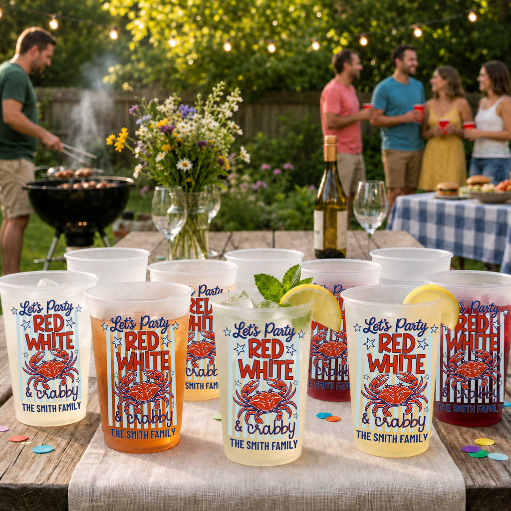 Personalized Frosted Cups Custom Family Name 4th of July Party Frosted Cups GradoCreations