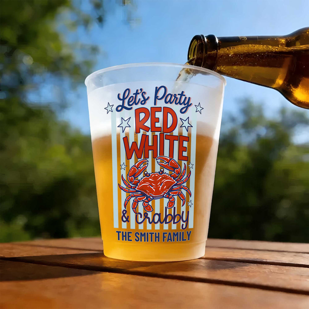 Personalized Frosted Cups Custom Family Name 4th of July Party Frosted Cups GradoCreations
