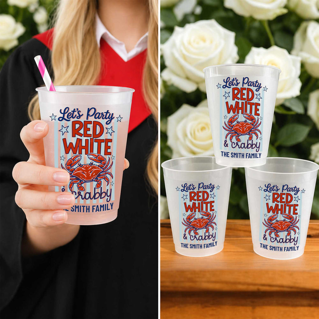 Personalized Frosted Cups Custom Family Name 4th of July Party Frosted Cups GradoCreations