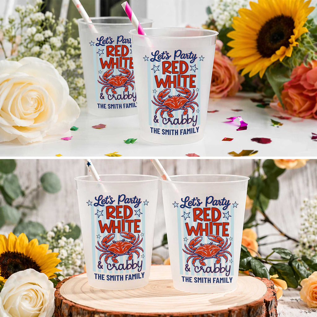 Personalized Frosted Cups Custom Family Name 4th of July Party Frosted Cups GradoCreations
