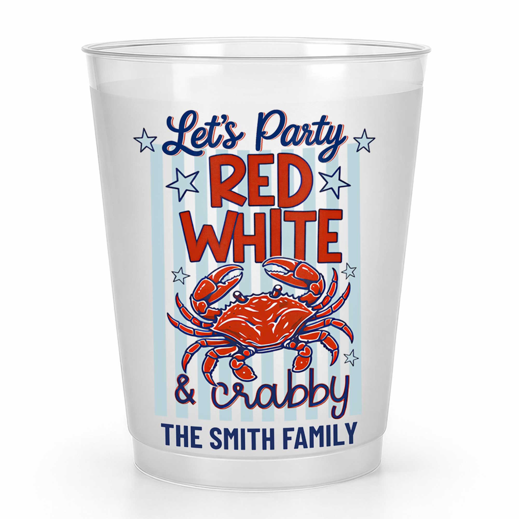 Personalized Frosted Cups Custom Family Name 4th of July Party Frosted Cups GradoCreations