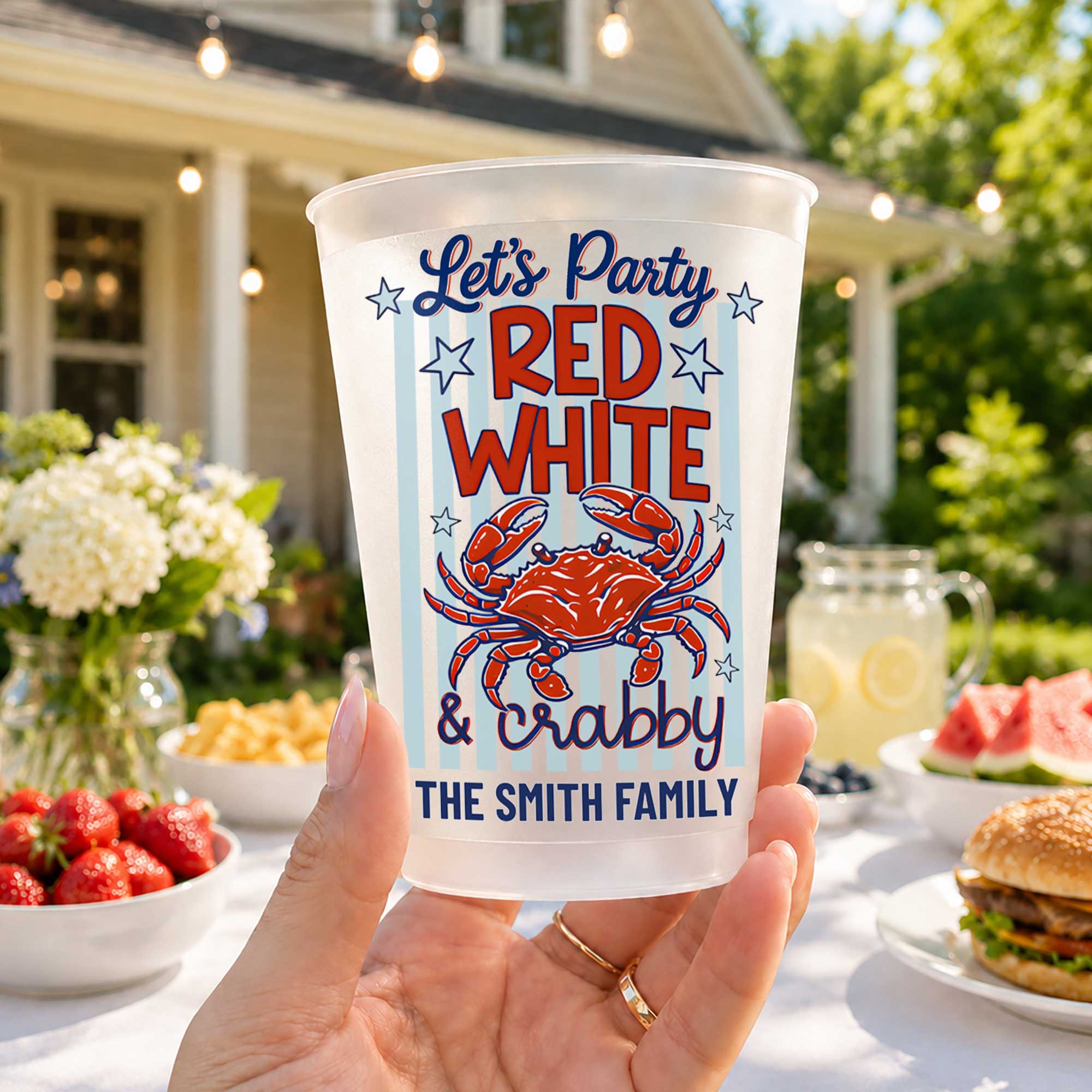 Personalized Frosted Cups Custom Family Name 4th of July Party Frosted Cups GradoCreations