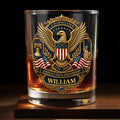 Personalized Whiskey Glass Custom Family Name American Flag Gift for Dad Whiskey Glass GradoCreations