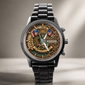 Personalized Men's Watch Custom Name American Flag Gift for Dad Men's Watch GradoCreations