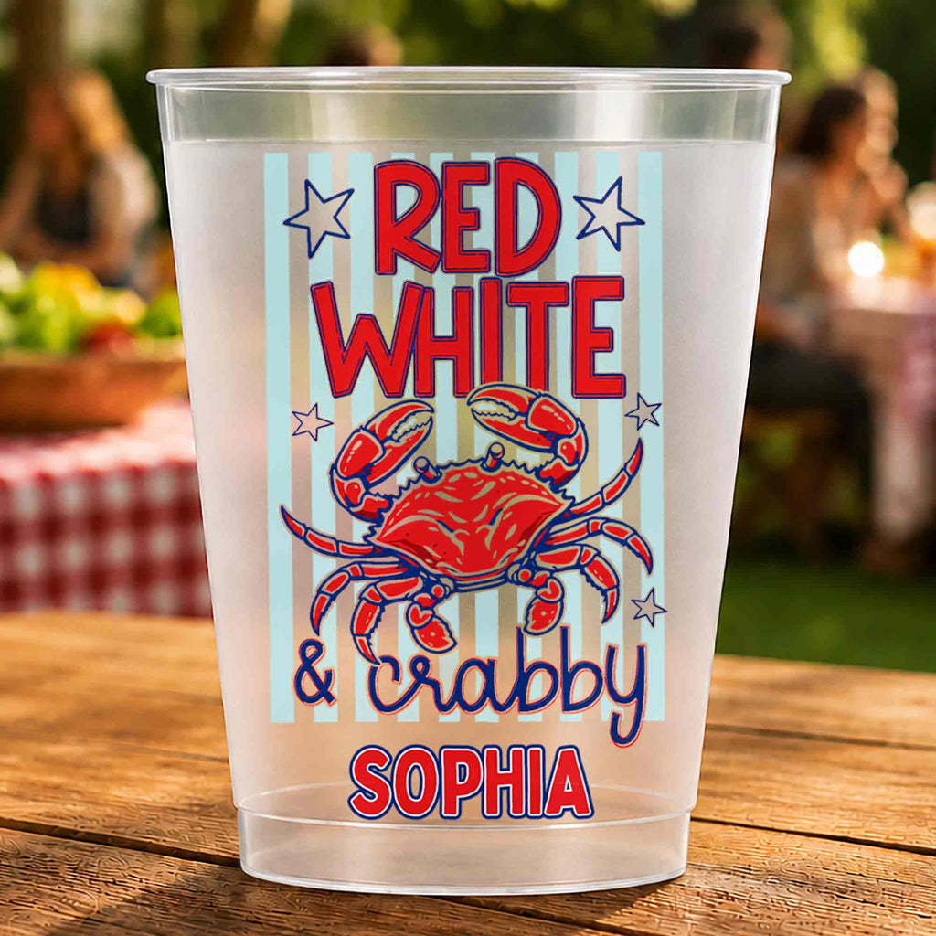 Personalized Frosted Cups Patriotic Crab Independence Day Gift Frosted Cups GradoCreations