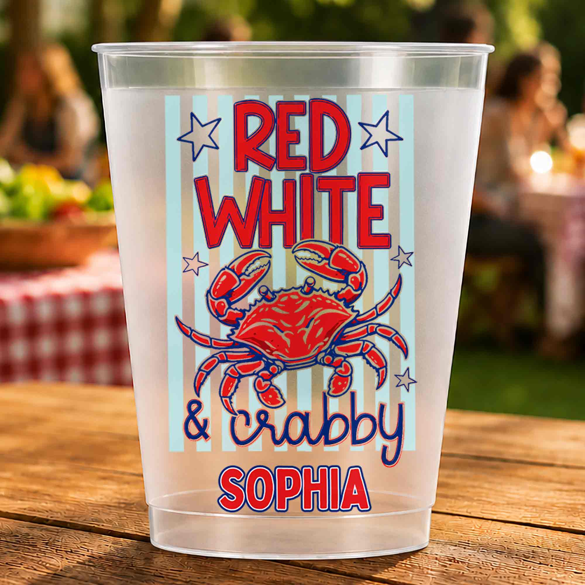 Personalized Frosted Cups Patriotic Crab Independence Day Gift Frosted Cups GradoCreations