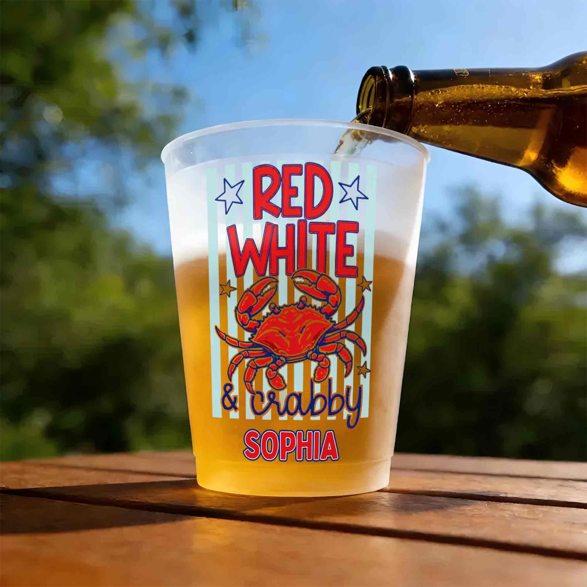 Personalized Frosted Cups Patriotic Crab Independence Day Gift Frosted Cups GradoCreations