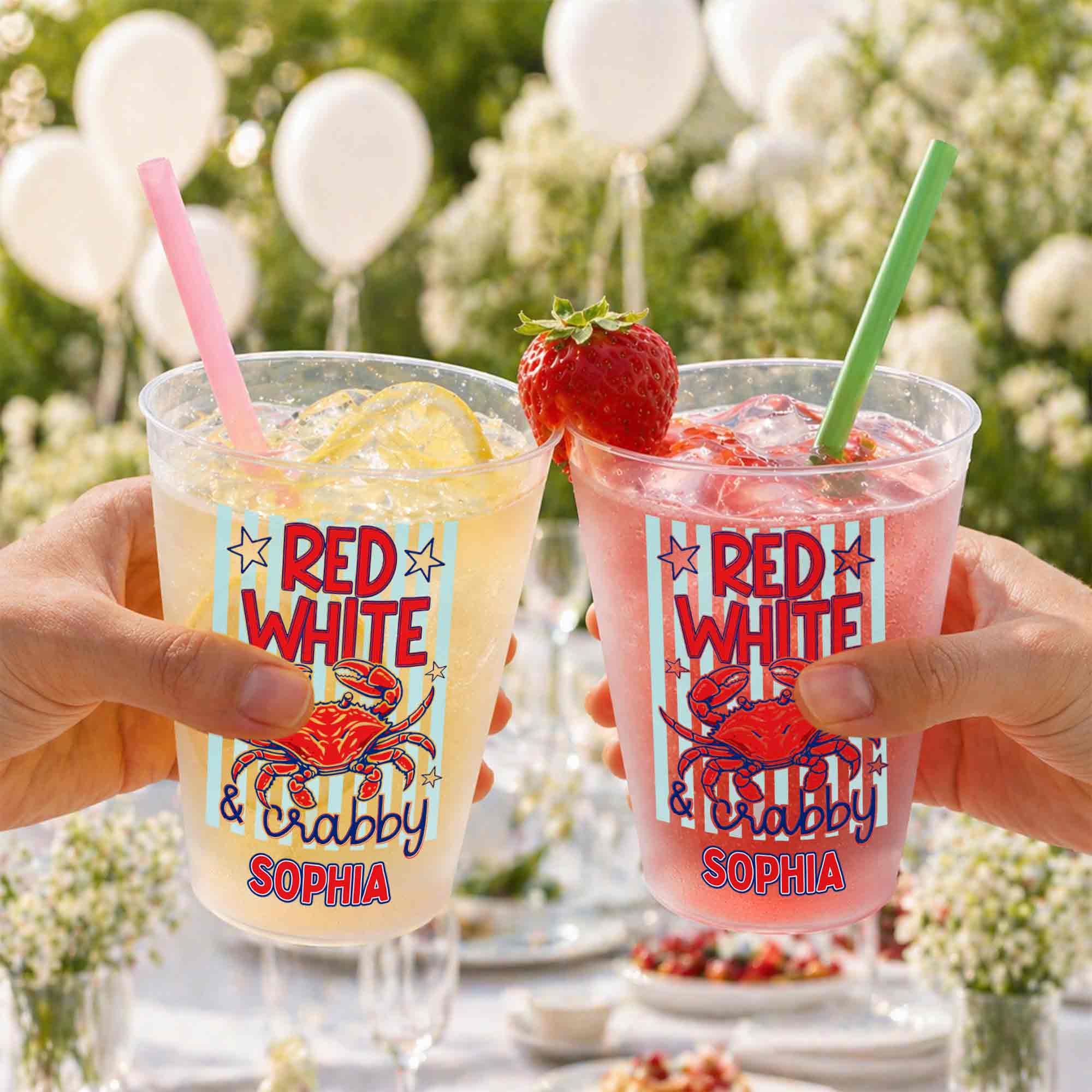 Personalized Frosted Cups Patriotic Crab Independence Day Gift Frosted Cups GradoCreations