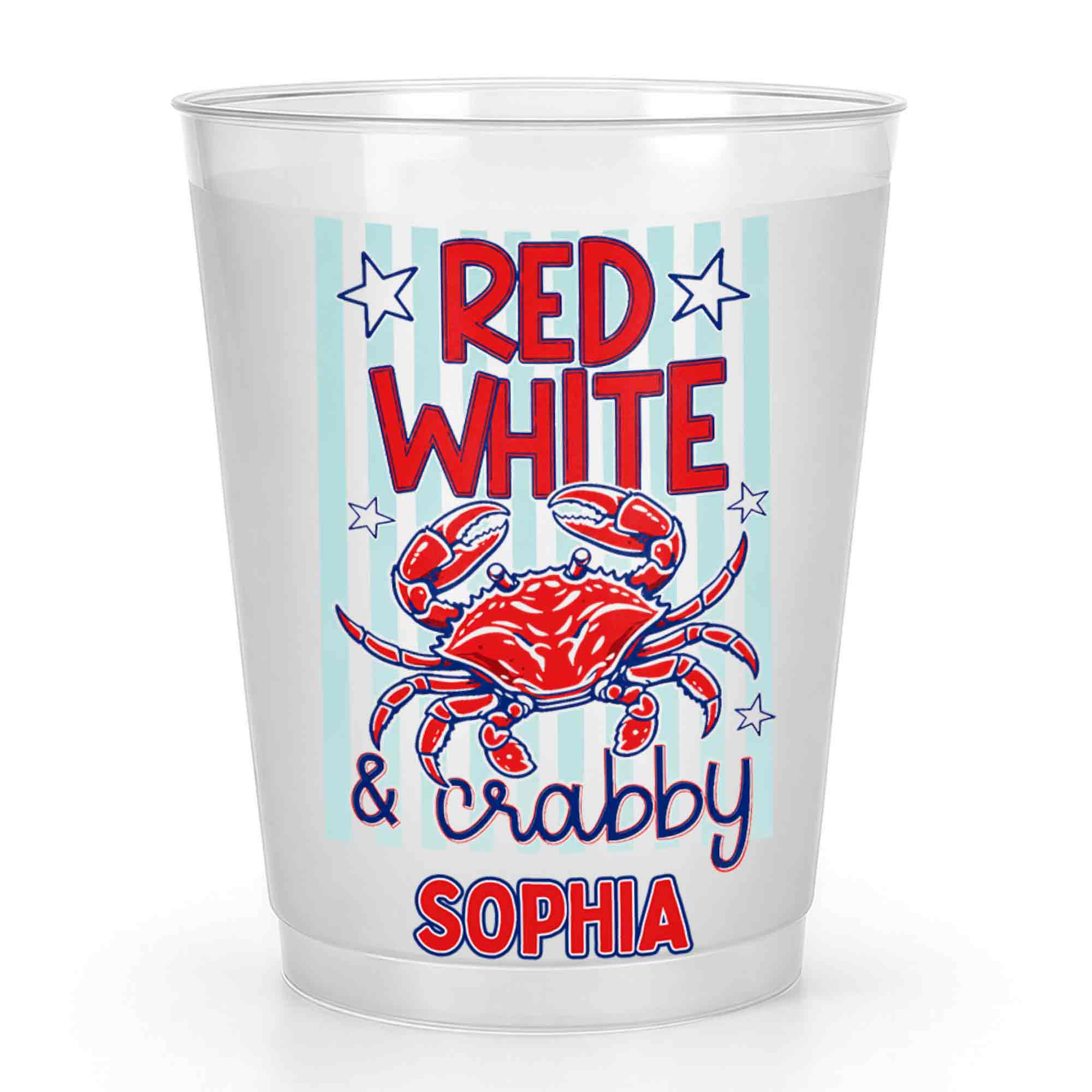 Personalized Frosted Cups Patriotic Crab Independence Day Gift Frosted Cups GradoCreations