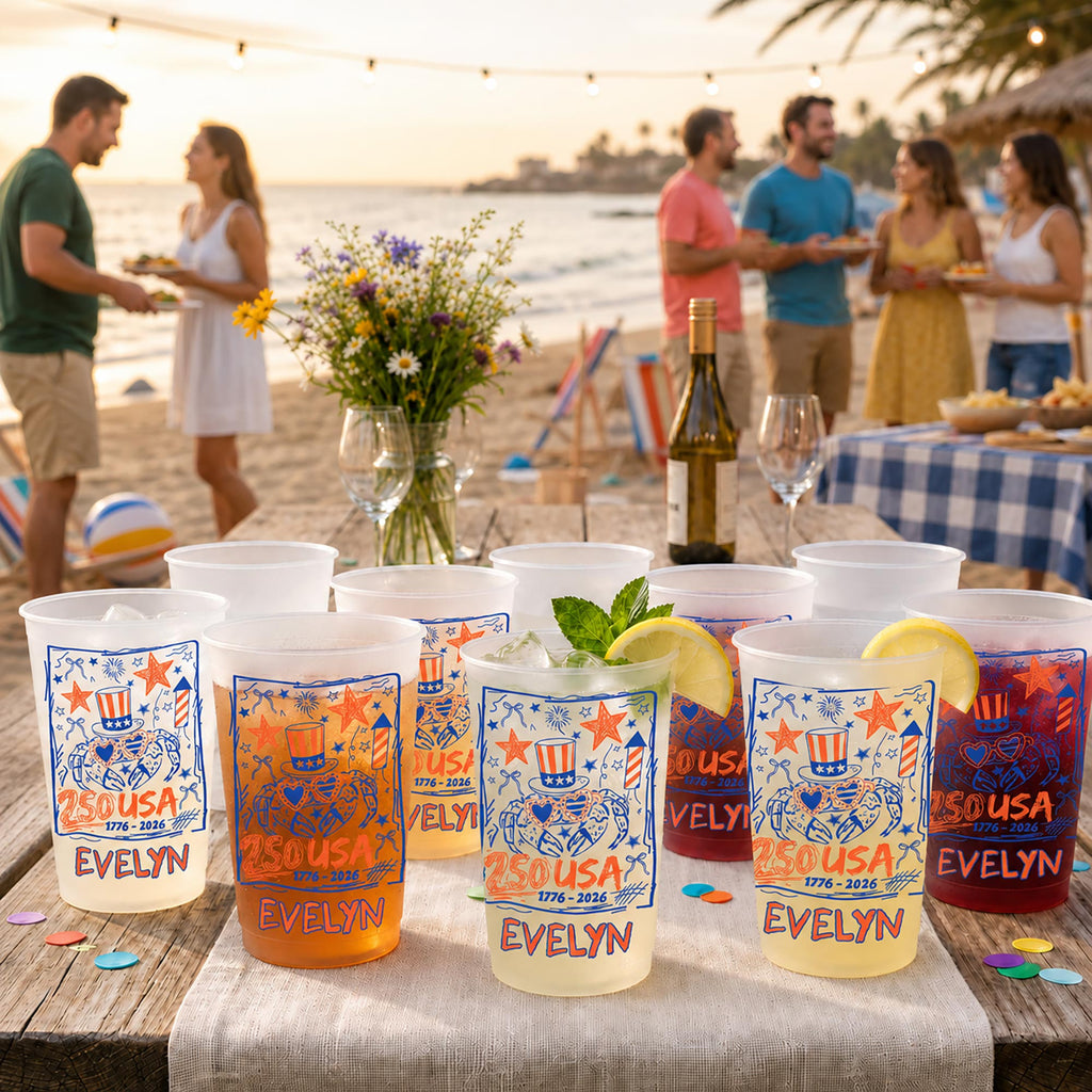 Personalized Frosted Cups Custom Name 4th of July Gift Idea Frosted Cups GradoCreations