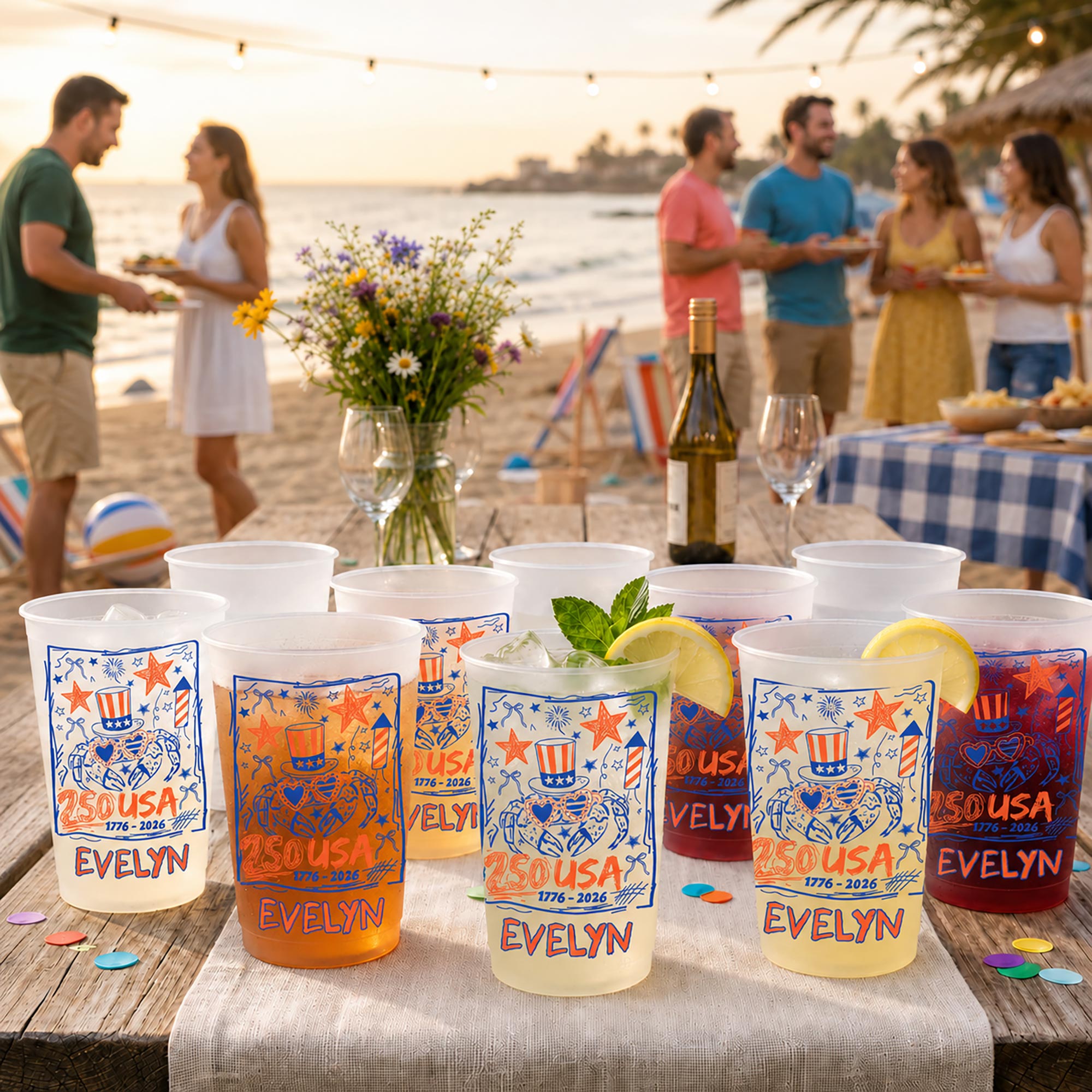 Personalized Frosted Cups Custom Name 4th of July Gift Idea Frosted Cups GradoCreations