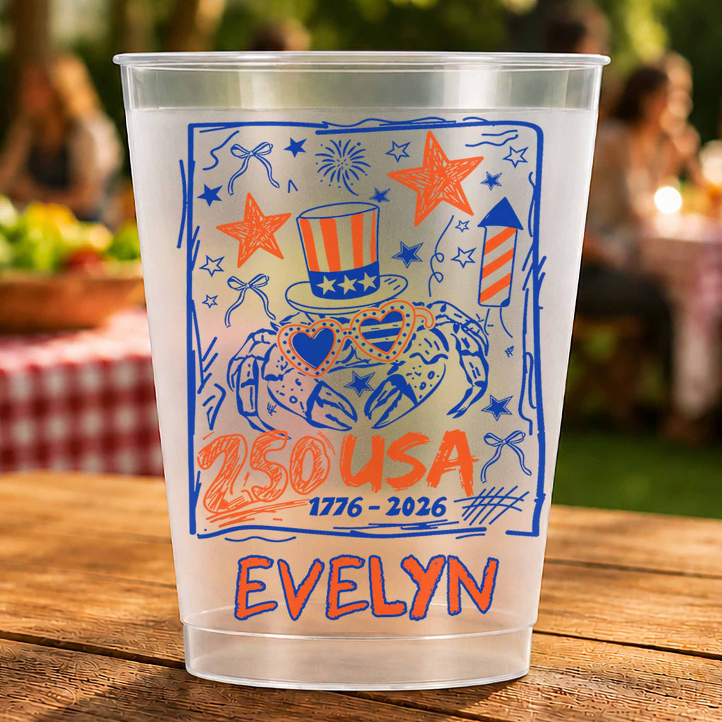 Personalized Frosted Cups Custom Name 4th of July Gift Idea Frosted Cups GradoCreations