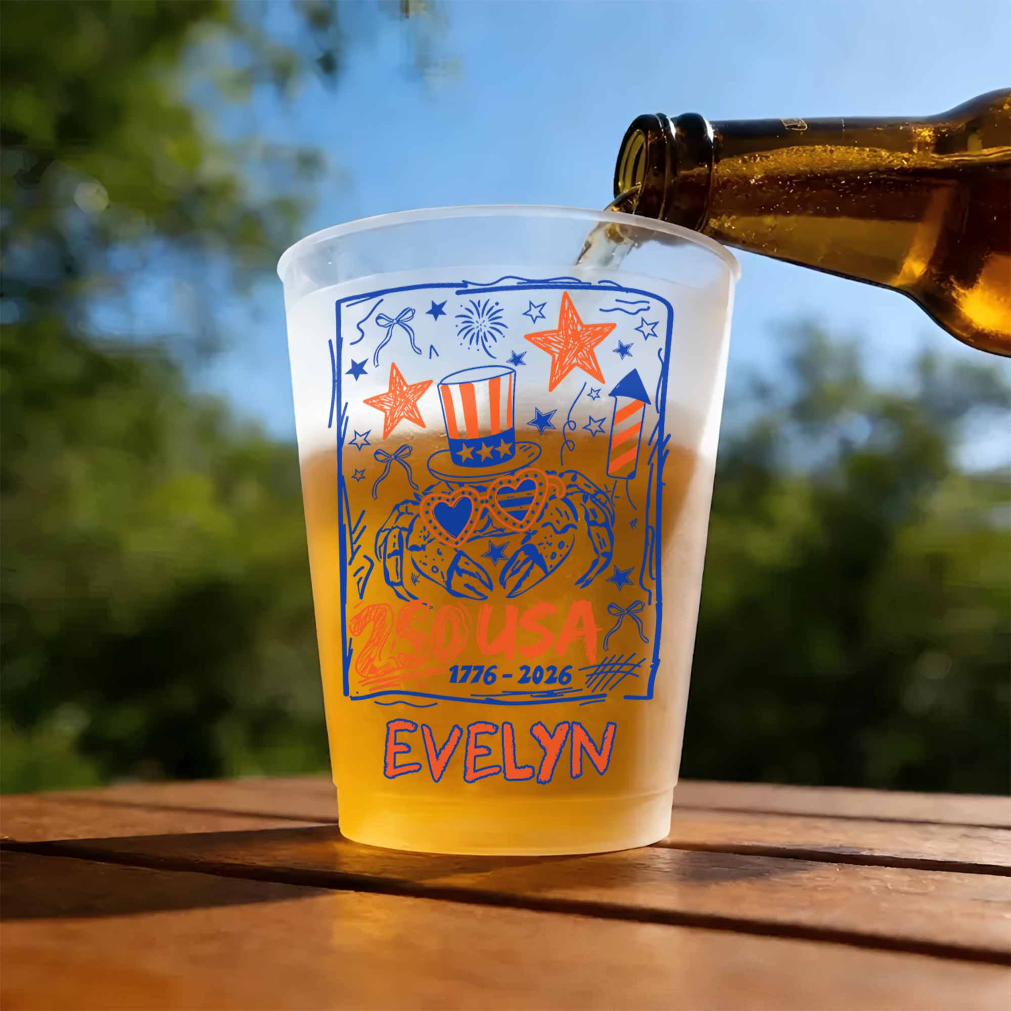 Personalized Frosted Cups Custom Name 4th of July Gift Idea Frosted Cups GradoCreations