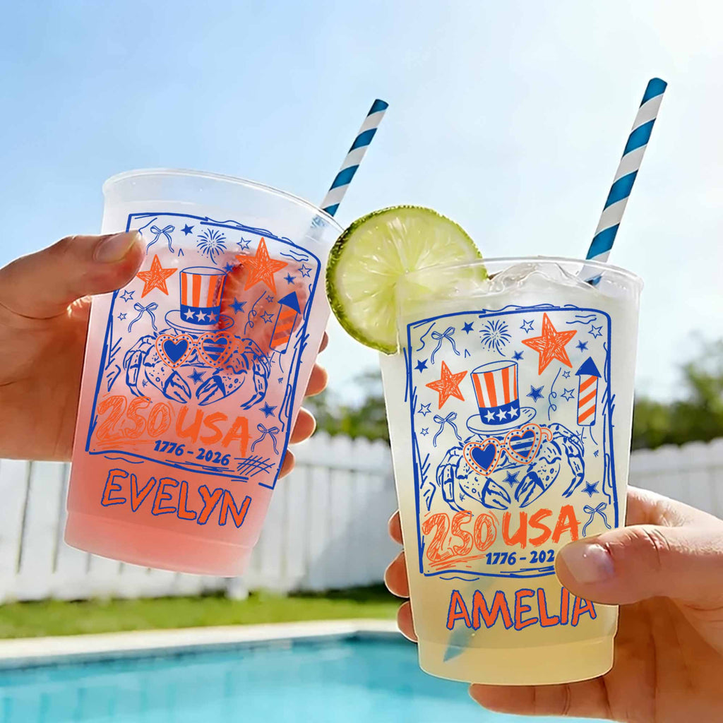 Personalized Frosted Cups Custom Name 4th of July Gift Idea Frosted Cups GradoCreations