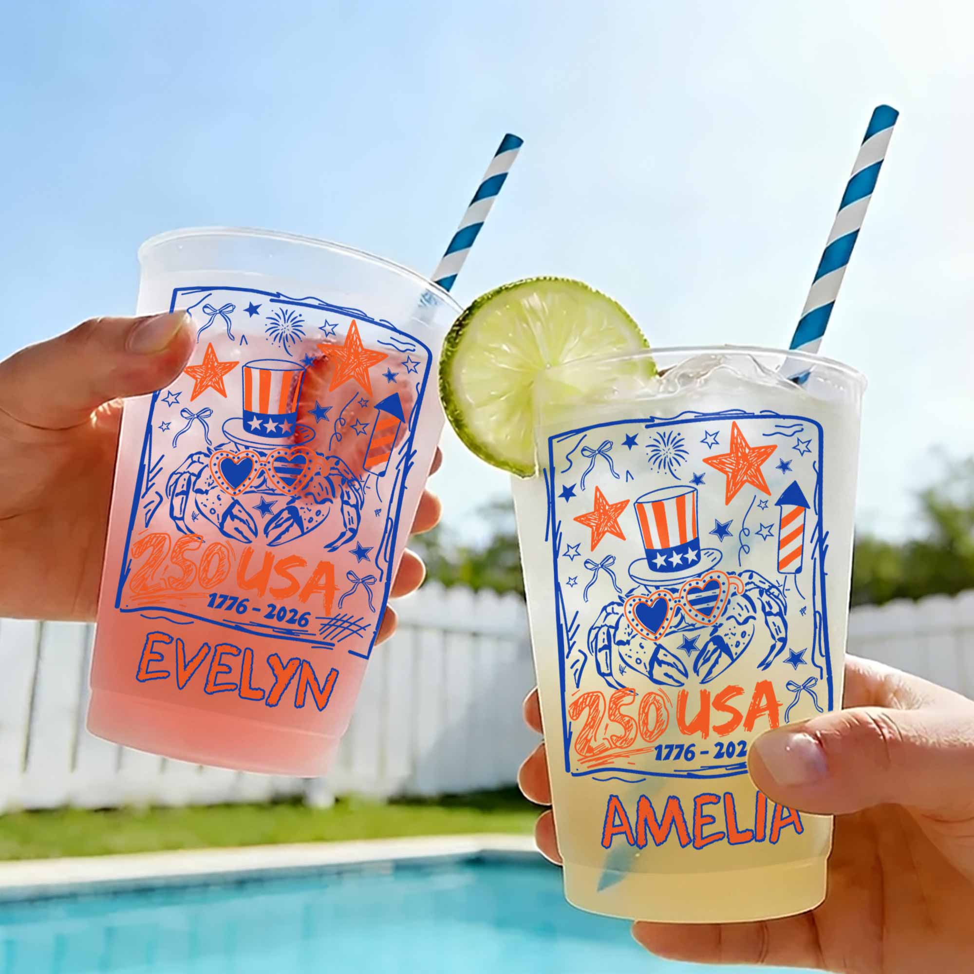 Personalized Frosted Cups Custom Name 4th of July Gift Idea Frosted Cups GradoCreations