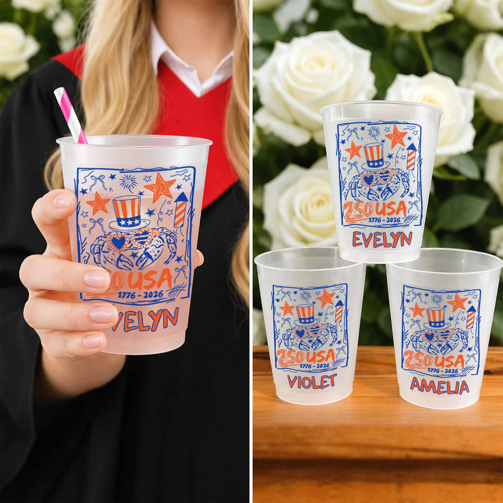 Personalized Frosted Cups Custom Name 4th of July Gift Idea Frosted Cups GradoCreations