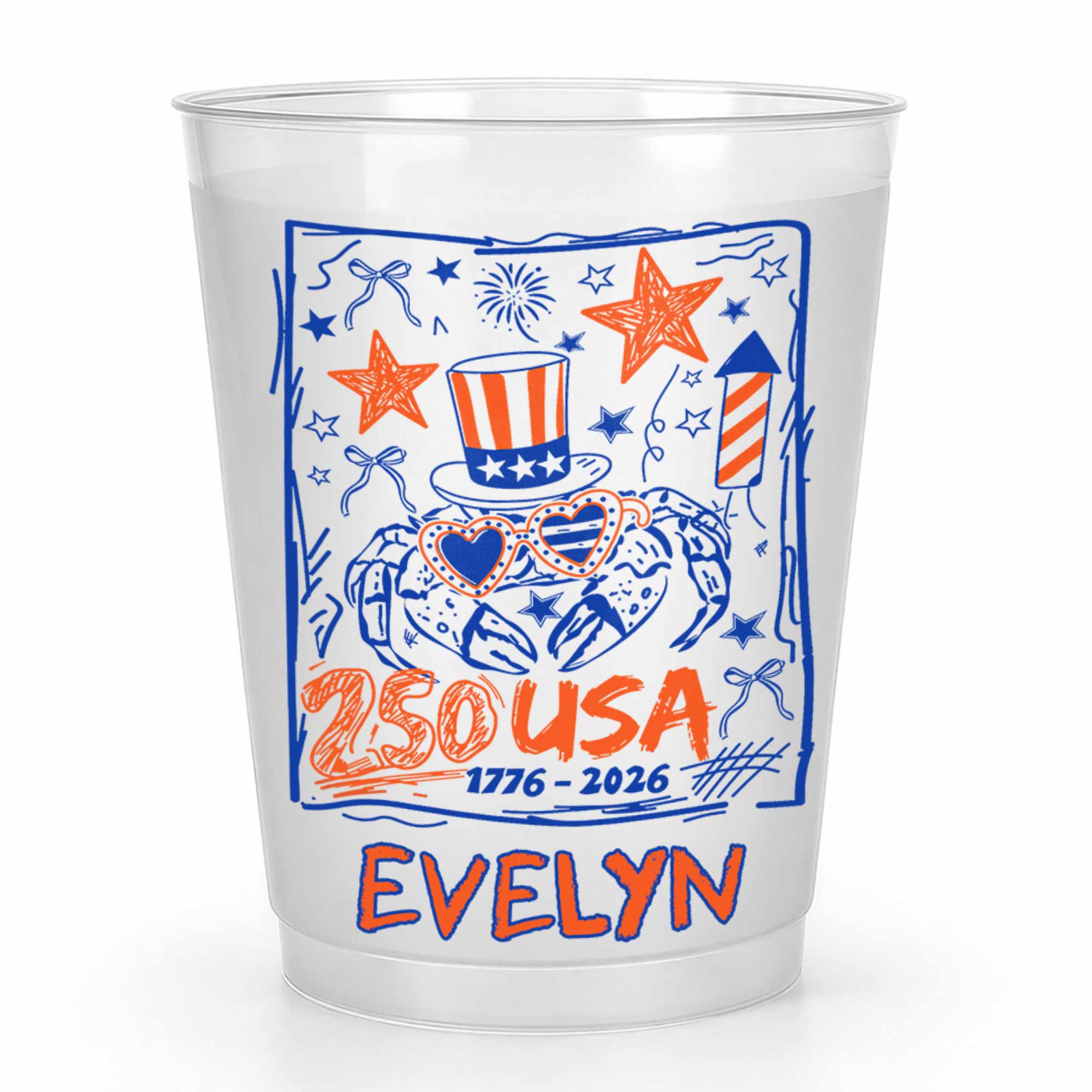 Personalized Frosted Cups Custom Name 4th of July Gift Idea Frosted Cups GradoCreations