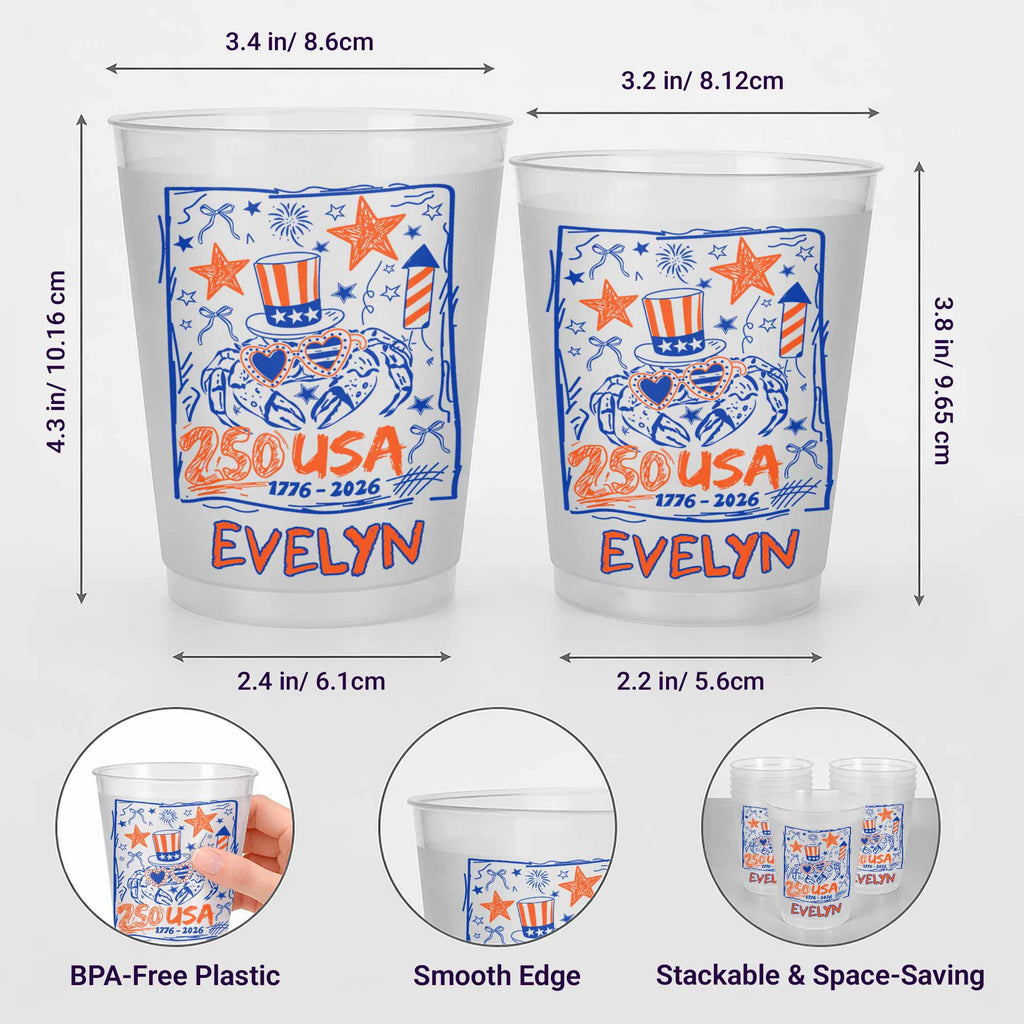 Personalized Frosted Cups Custom Name 4th of July Gift Idea Frosted Cups GradoCreations