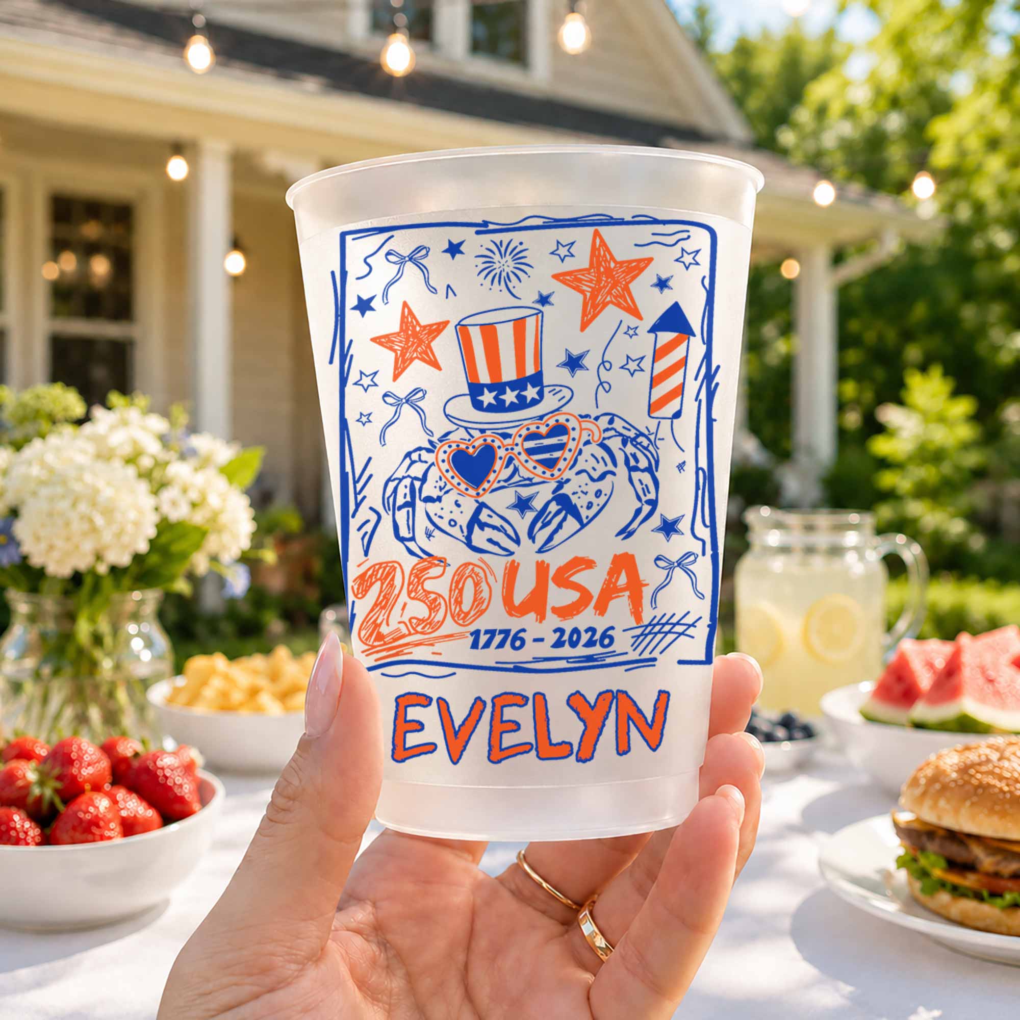 Personalized Frosted Cups Custom Name 4th of July Gift Idea Frosted Cups GradoCreations