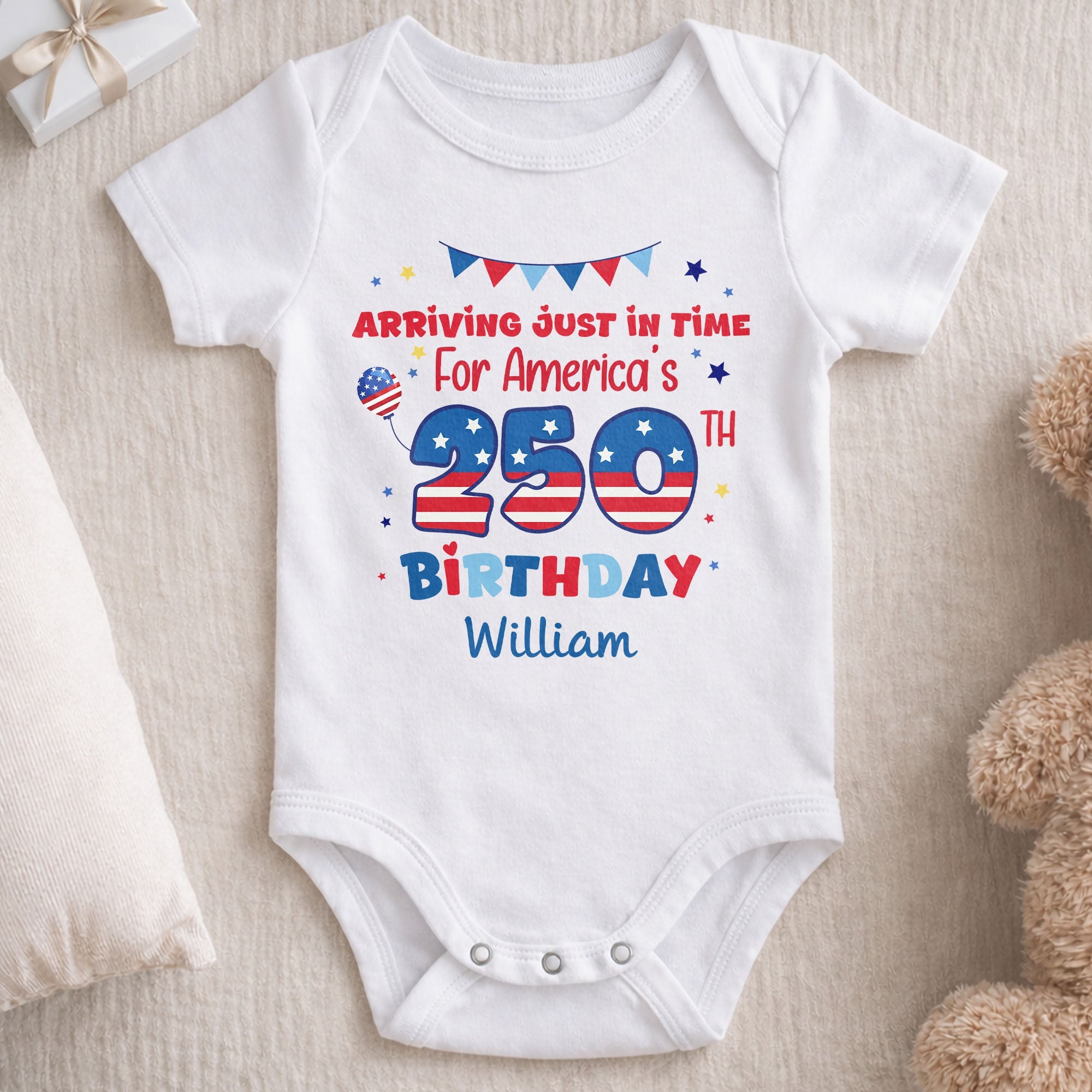 Personalized Baby Onesie Custom Name 4th of July Gift Idea Baby Onesie GradoCreations