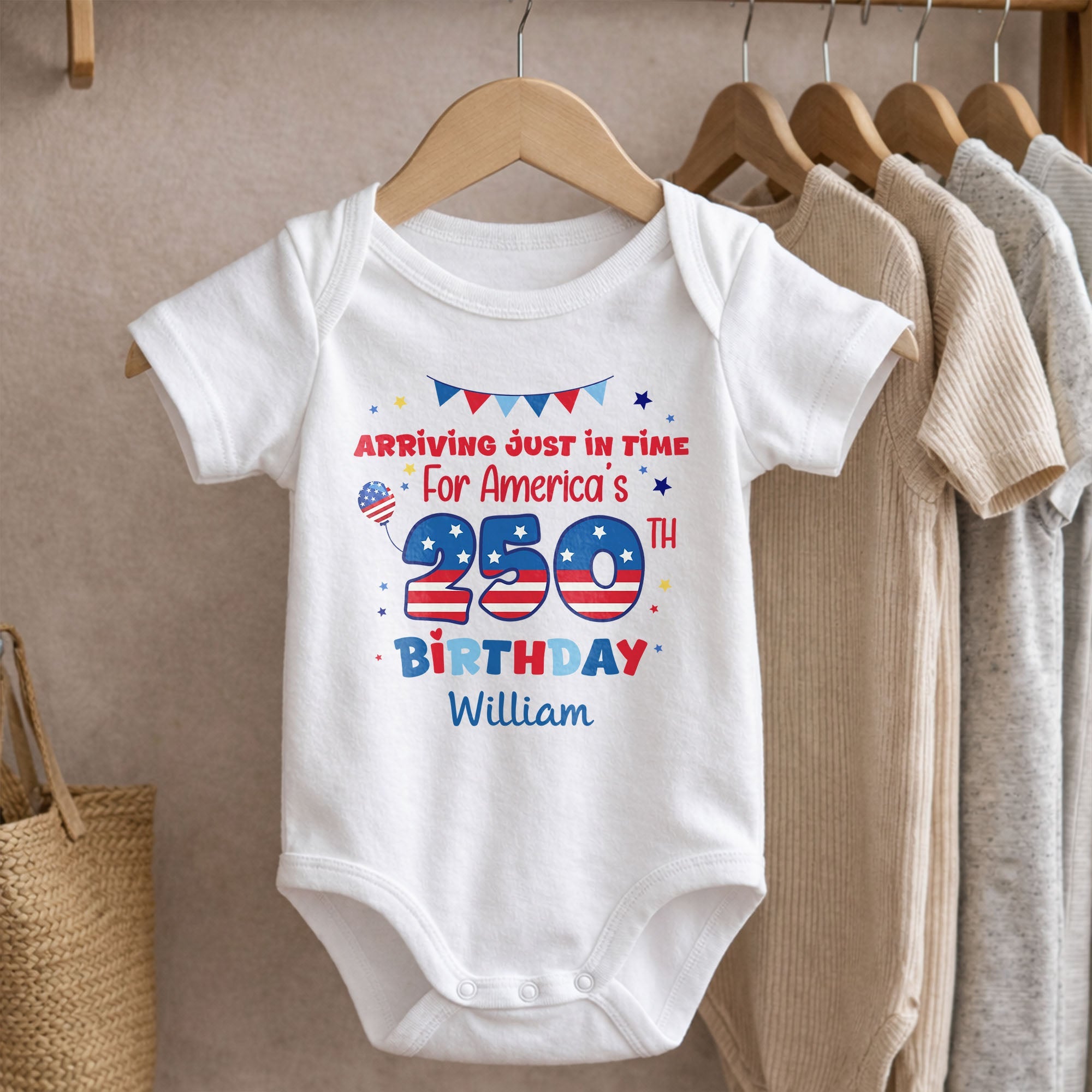 Personalized Baby Onesie Custom Name 4th of July Gift Idea Baby Onesie GradoCreations