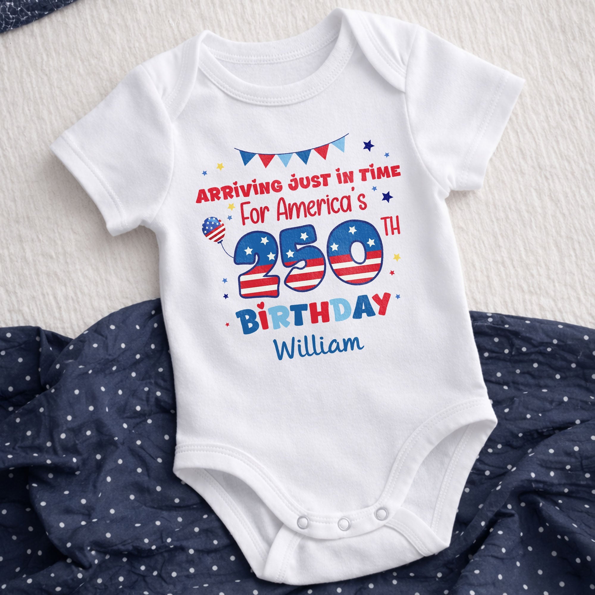 Personalized Baby Onesie Custom Name 4th of July Gift Idea Baby Onesie GradoCreations