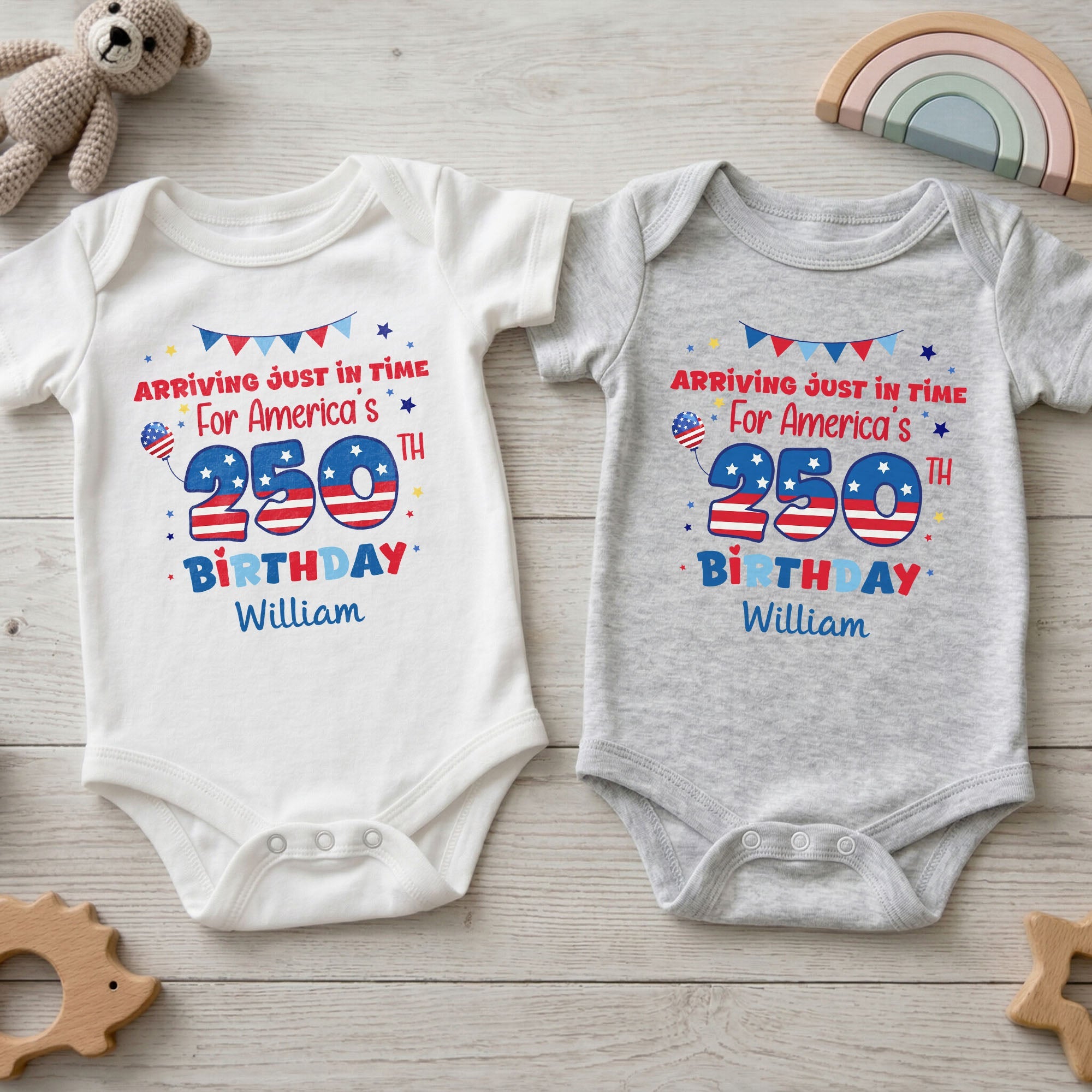 Personalized Baby Onesie Custom Name 4th of July Gift Idea Baby Onesie GradoCreations