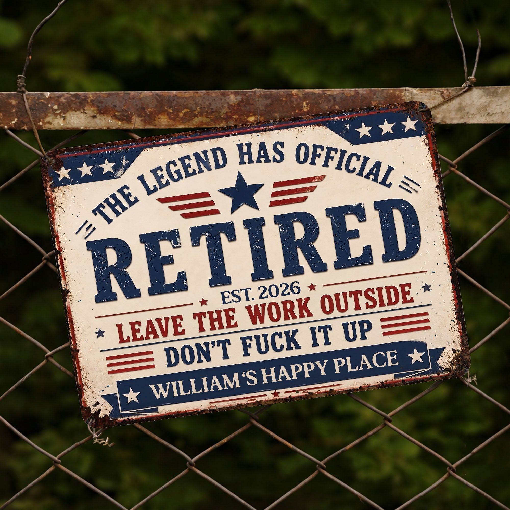 Personalized Metal Sign Custom Name Gift for Dad 4th of July Metal Sign GradoCreations