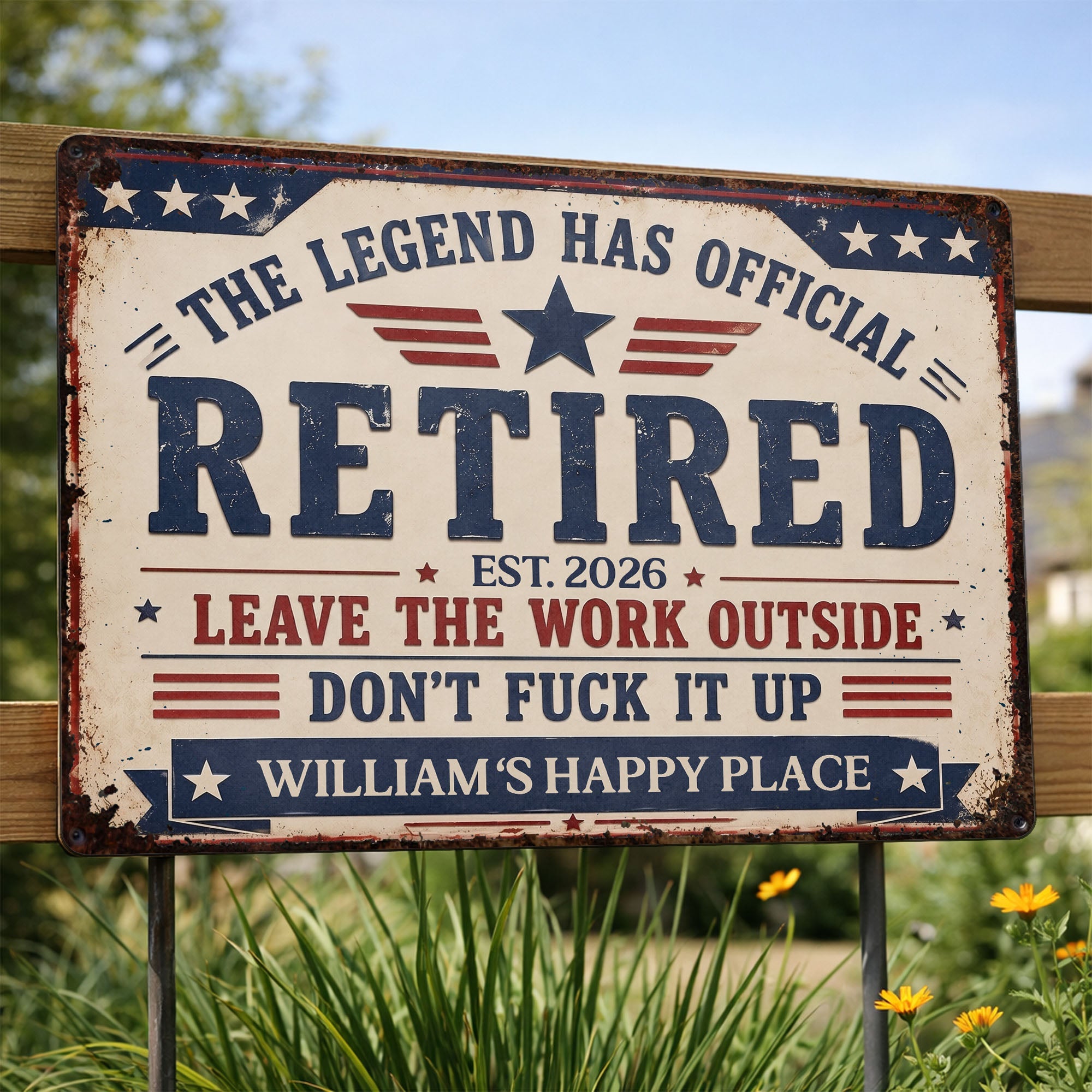 Personalized Metal Sign Custom Name Gift for Dad 4th of July Metal Sign GradoCreations