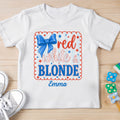 Personalized Patriotic Youth T-Shirt Custom Name Red White & Blonde Gift for Kids Youth T-Shirt GradoCreations