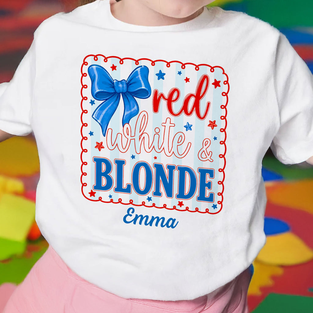Personalized Patriotic Youth T-Shirt Custom Name Red White & Blonde Gift for Kids Youth T-Shirt GradoCreations
