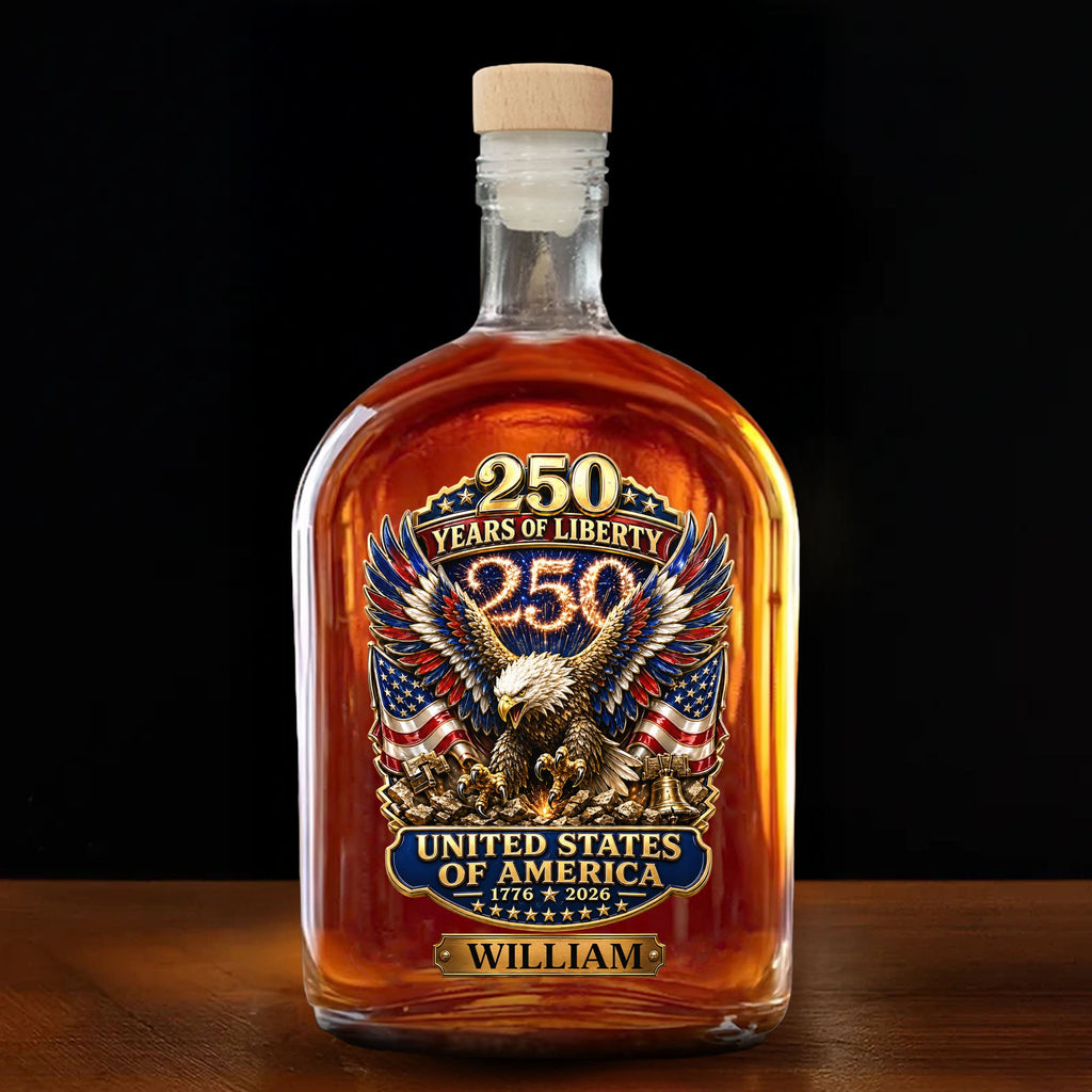Personalized Whiskey Bottle Custom Name Eagle 250th Anniversary Gift Whiskey Bottle GradoCreations