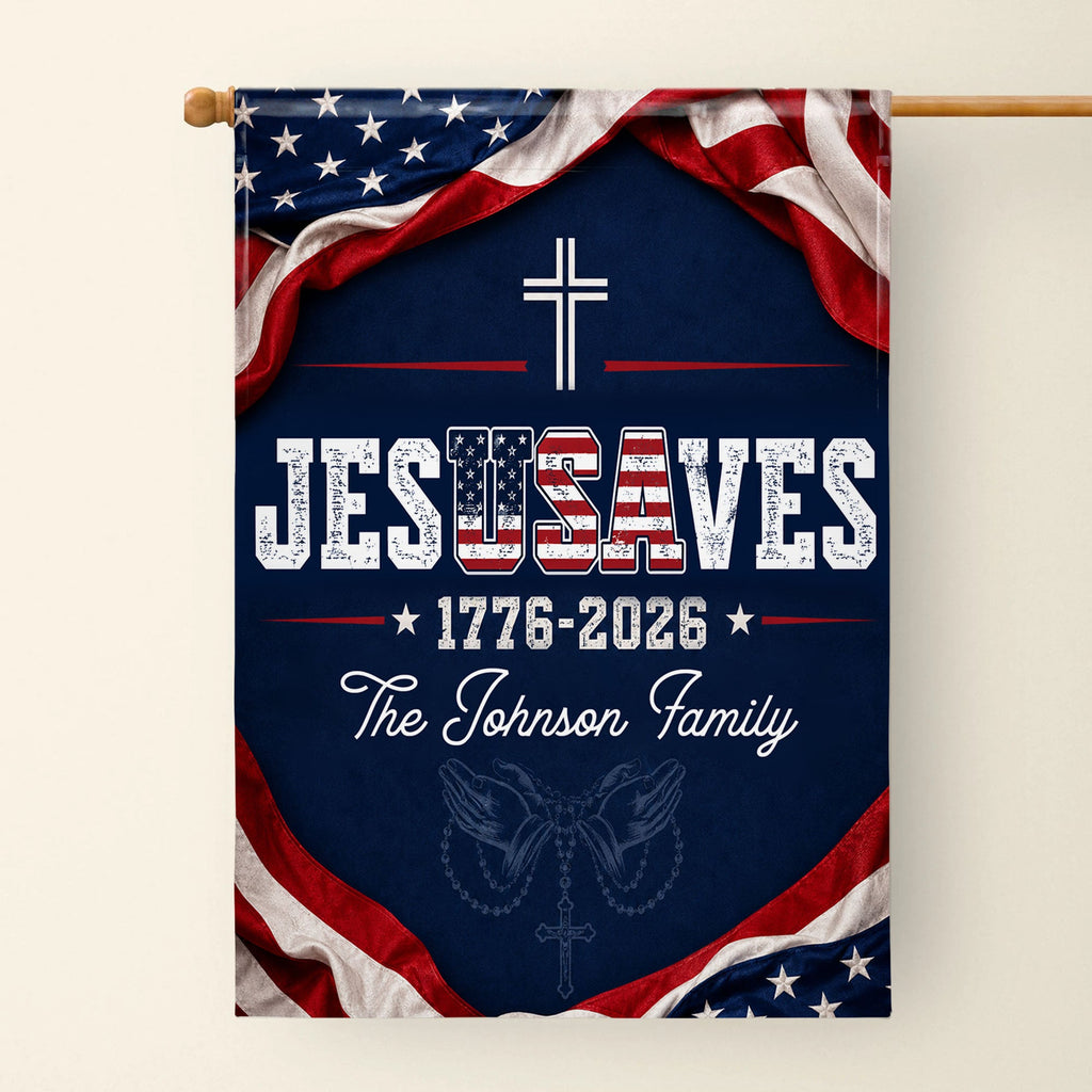 Personalized Double-Sided Garden Flag Custom Family Name USA Cross Garden Flag GradoCreations