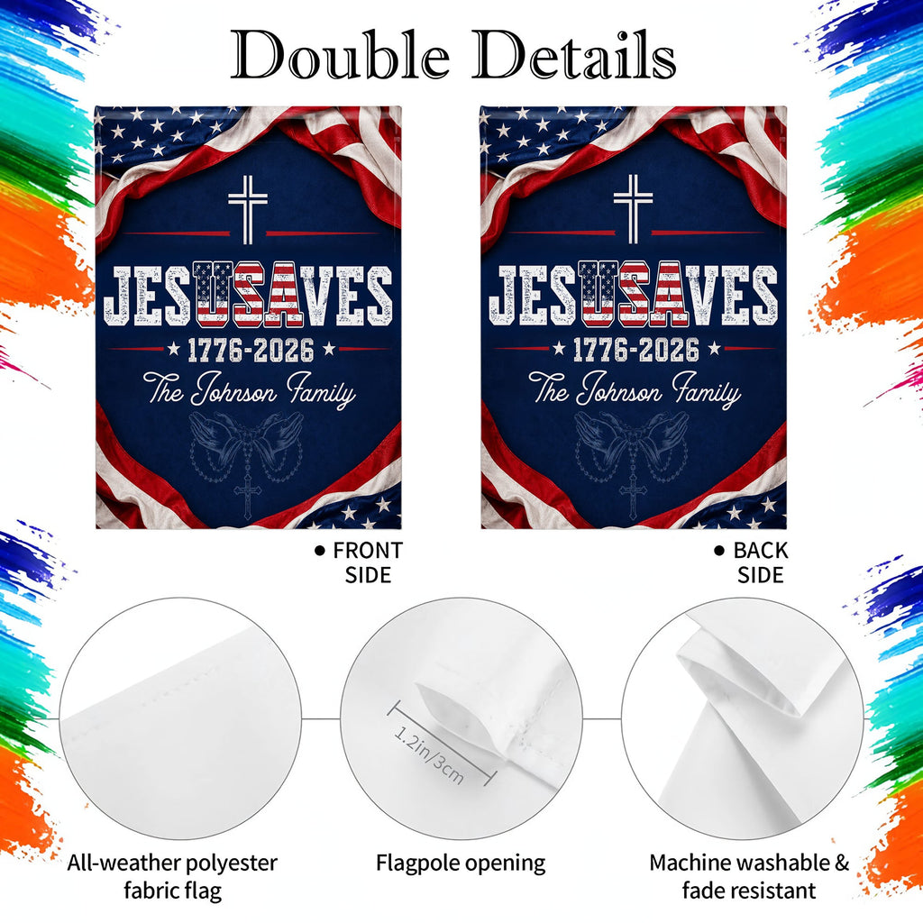 Personalized Double-Sided Garden Flag Custom Family Name USA Cross Garden Flag GradoCreations