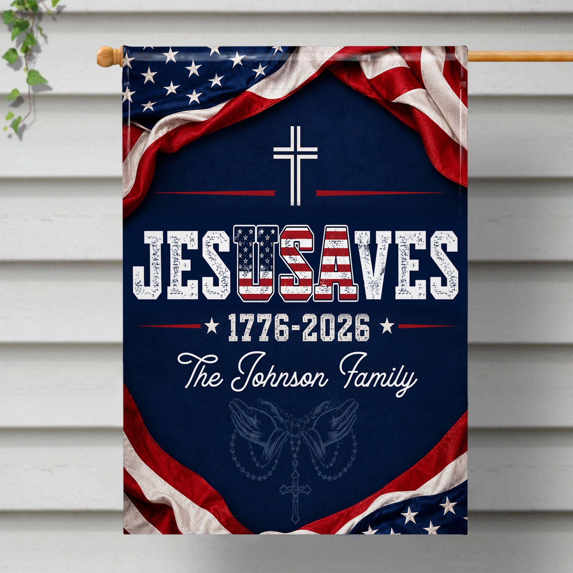Personalized Double-Sided Garden Flag Custom Family Name USA Cross Garden Flag GradoCreations