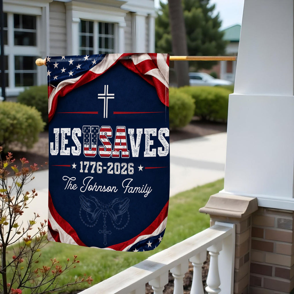 Personalized Double-Sided Garden Flag Custom Family Name USA Cross Garden Flag GradoCreations