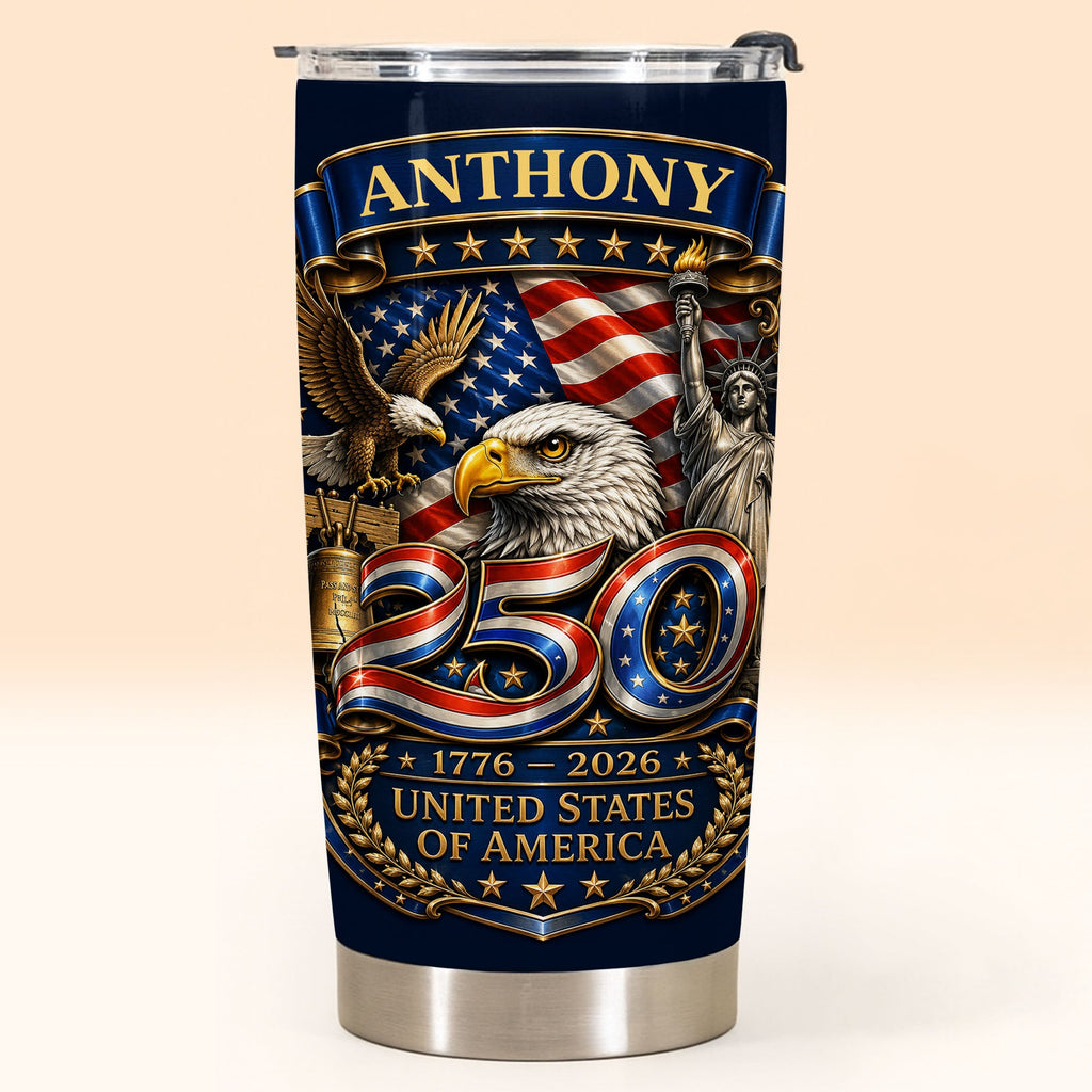 Personalized 20oz Stainless Steel Tumbler Custom Name America Gift for Dad 20oz Tumbler GradoCreations
