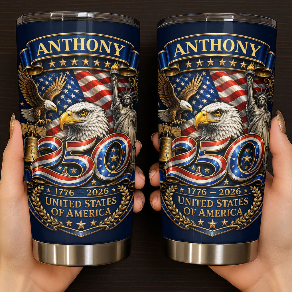 Personalized 20oz Stainless Steel Tumbler Custom Name America Gift for Dad 20oz Tumbler GradoCreations