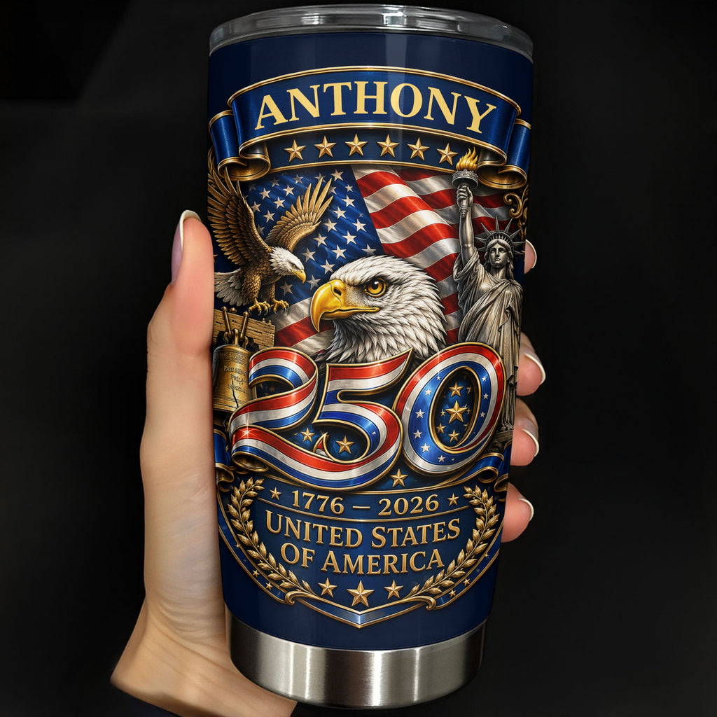 Personalized 20oz Stainless Steel Tumbler Custom Name America Gift for Dad 20oz Tumbler GradoCreations
