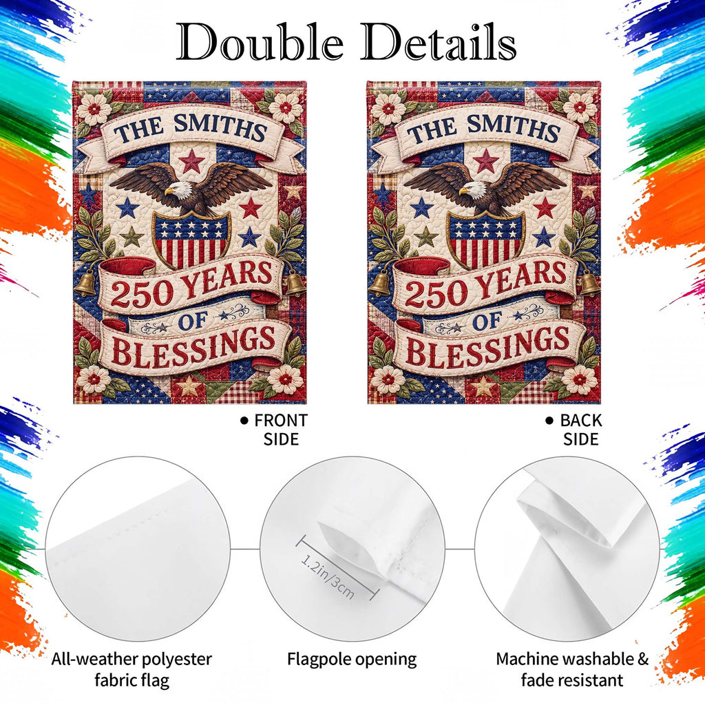 Personalized Double-Sided Garden Flag Custom Family Name 4th of July Gift Garden Flag GradoCreations