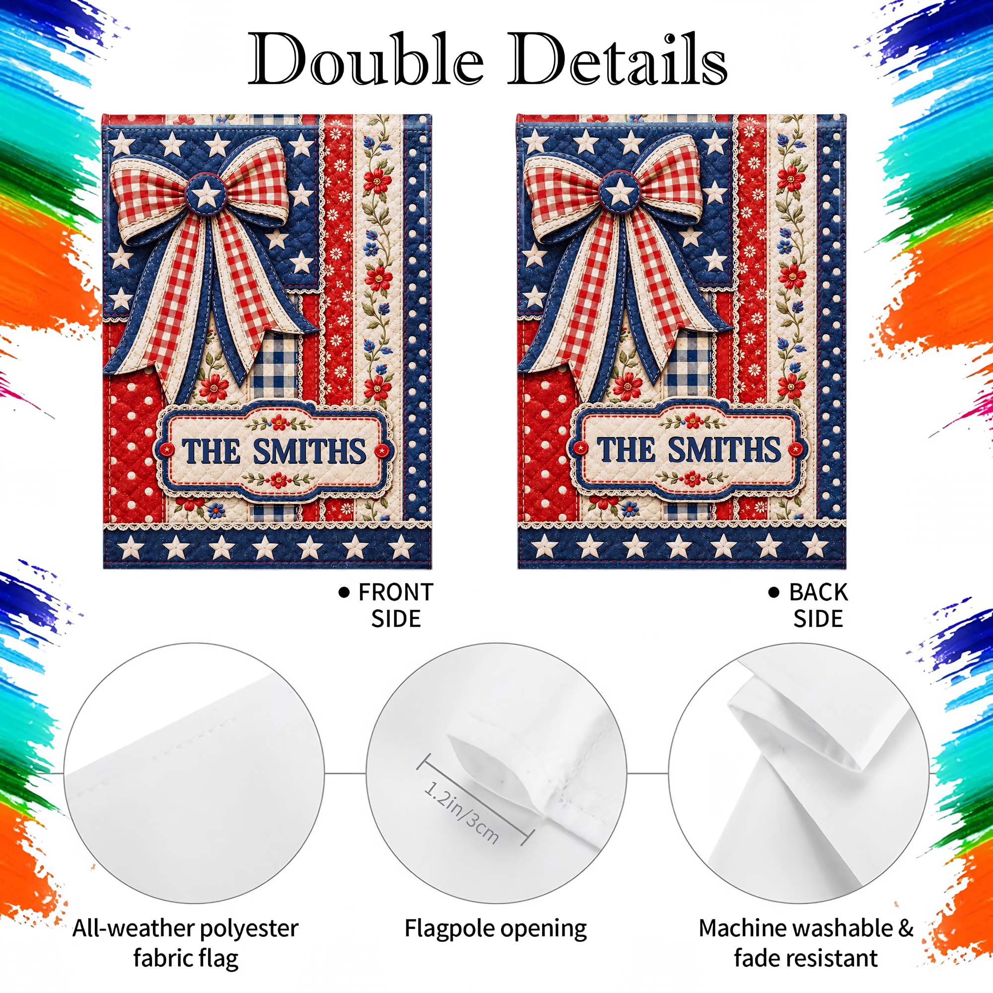 Personalized 4th of July Garden Flag Custom Family Name Gift Garden Flag GradoCreations
