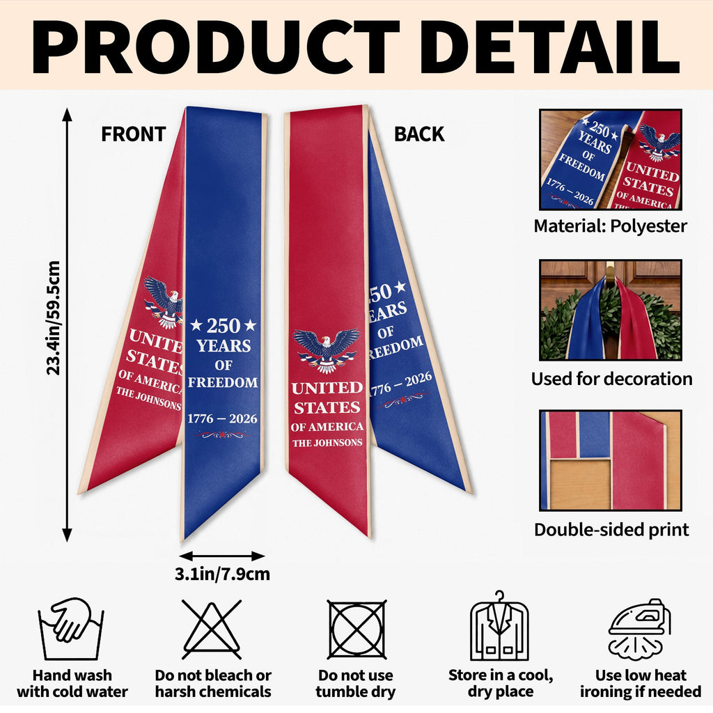 Personalized Patriotic Decorative Sash for 4th of July Party Decorative Sash GradoCreations