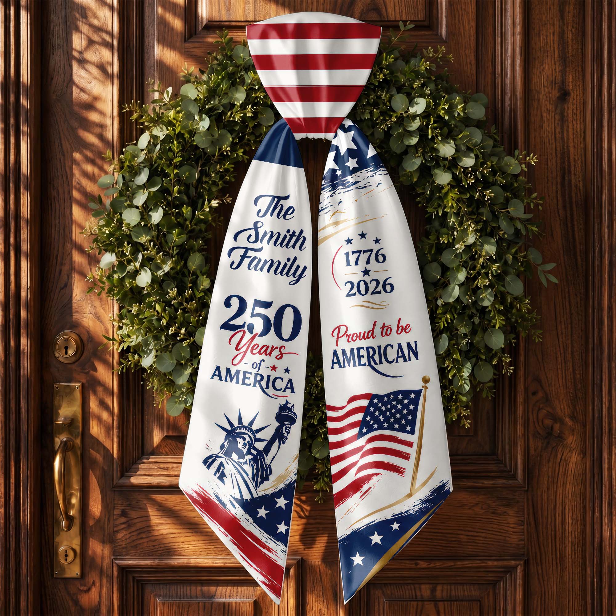 Personalized American Flag Decorative Sash Custom Family Name 4th of July Gift Decorative Sash GradoCreations